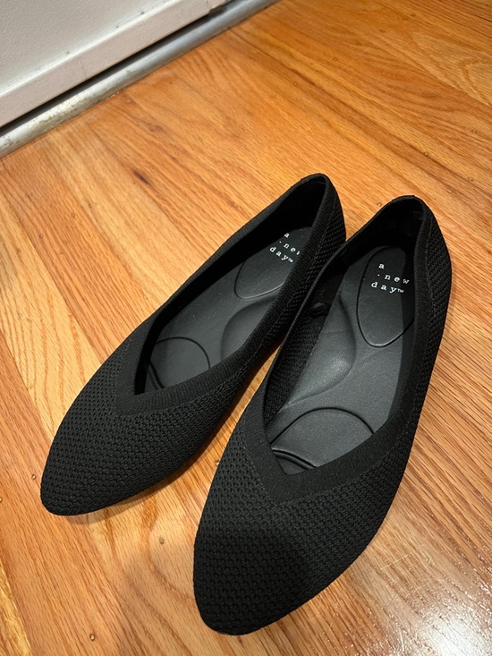 a new day Shoes - a new day Black Pointed Knit Ballet Flats